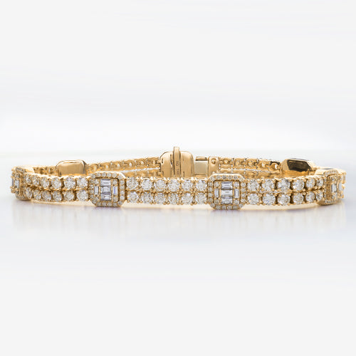 14KY 11.05CTW DIAMOND CLUSTER BRACELET