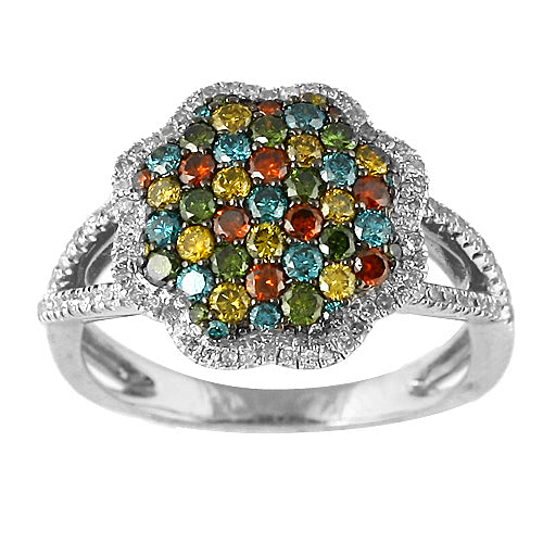 14KW 1.00CTW MULTI-COLORED DIA RING