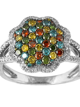 14KW 1.00CTW MULTI-COLORED DIA RING