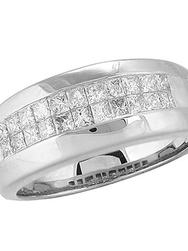 14KW 1.00CTW MENS PC DIAMOND RING - 2-ROW CHANNEL