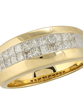 14KY 1.00CTW MENS PC DIAMOND RING - 2-ROW CHANNEL