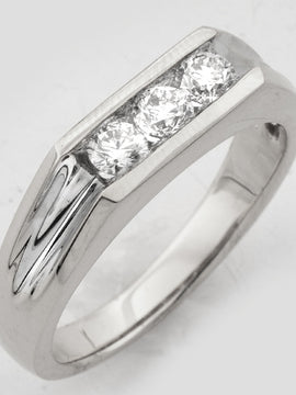 10KW 0..55CTW DIAMOND 3-STONE MENS BAND