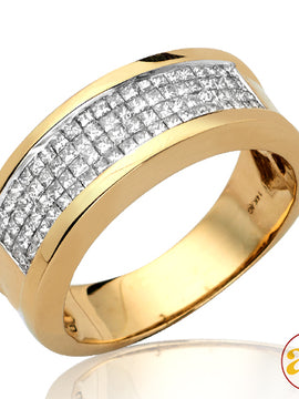 14KY 1.05CTW PC DIAMOND MENS RING - 4 ROW CHANNEL