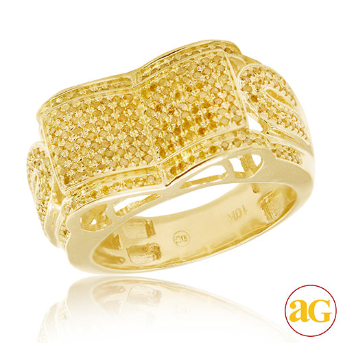 10KY 1.00CTW YELLOW DIAMOND FANCY MENS RING