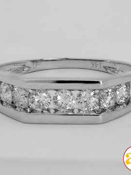 14KW 1.25CTW DIAMOND MENS RING [7-STONE BAND]