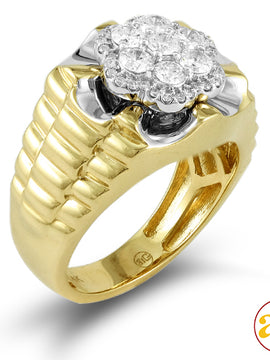 14KY 1.15CTW MENS FLOWER DIAMOND RING