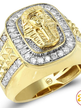 10KY 1.25CTW DIAMOND MENS PHAROAH RING