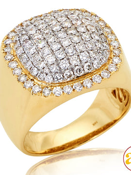 14KY 2.25CTW DIAMOND ROUNDED SQUARE DOME MENS RING