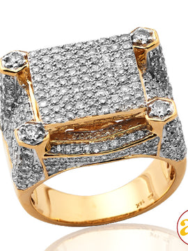 14KY 4.25CTW DIAMOND FLAT SQUARE HEAD MENS RING