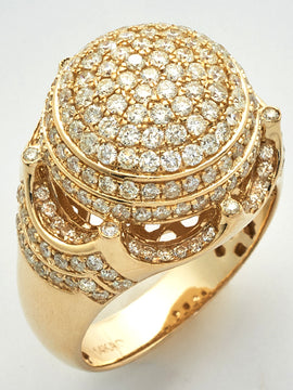 14KY 3.20CTW DIAMOND MENS DOME RING WITH CROWN BOR