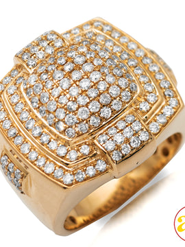 14KY 2.65CTW DIAMOND MENS RING - 3 TIERED ROUNDED