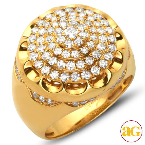 14KY 2.15CTW DIAMOND DOME MENS RING - ROUND CLUSTE