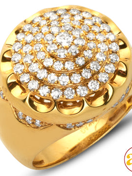 14KY 2.15CTW DIAMOND DOME MENS RING - ROUND CLUSTE