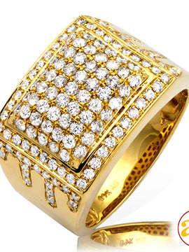 14KY 2.00CTW DIAMOND MENS RECTANGLE DOME RING - DR