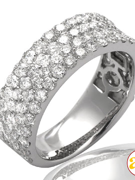 14KW 3.35CTW DIAMOND MENS 4-ROW PAVE 3/4 BAND