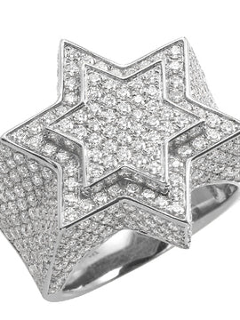 14KW 4.60CTW DIAMOND 3- STAR OF DAVID MENS RING