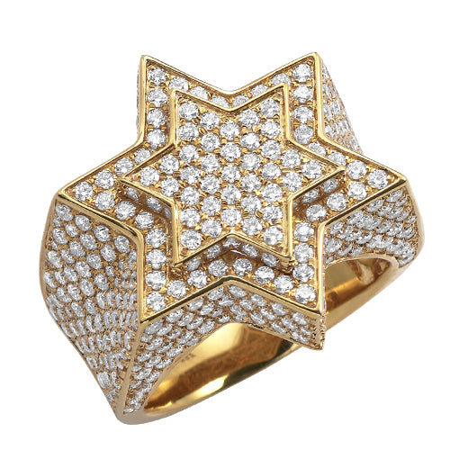 14KY 4.60CTW DIAMOND 3-D STAR OF DAVID MENS RING