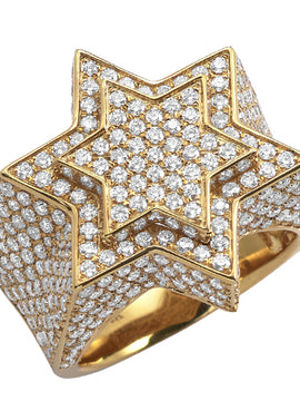 14KY 4.60CTW DIAMOND 3-D STAR OF DAVID MENS RING