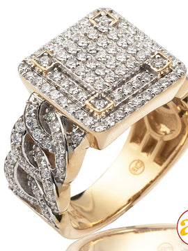 14KY 1.75CTW DIAMOND 3-D SQUARE HEAD MENS RING