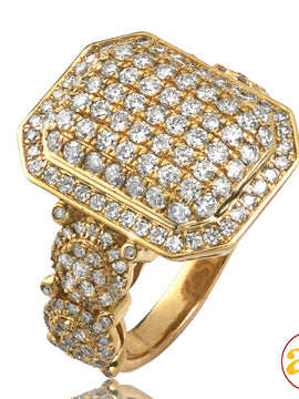 14KY 2.75CTW DIAMOND DOMED RECTAGNLE MENS RING