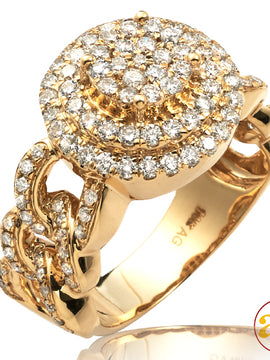 14KY 2.00CTW DIAMOND ROUND HEAD MENS RING - 2 ROW