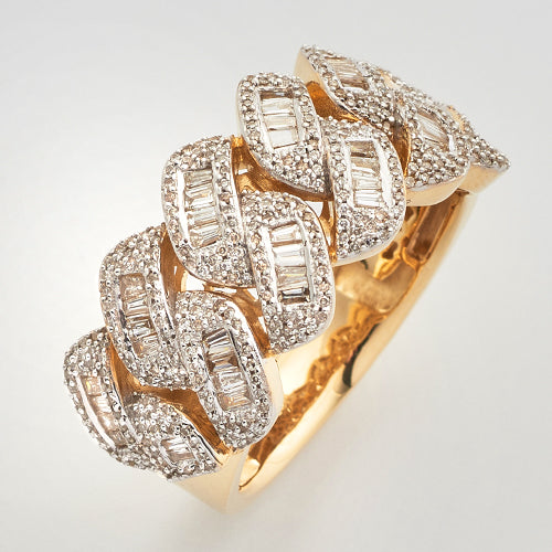 10KY 1.30CTW BAGUETTE DIAMOND MIAMI CUBAN MENS