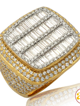 14KY+W 6.15CTW BAGUETTE DIAMOND MENS RING