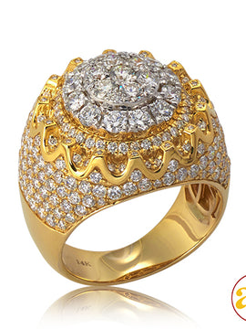 14KY 4.65CTW DIAMOND DOME MENS RING