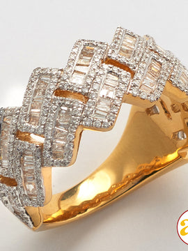 14KY 1.50 CTW DIAMOND CUBAN RING