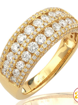 14KY 2.00CTW DIAMOND MENS TWO ROW BAND