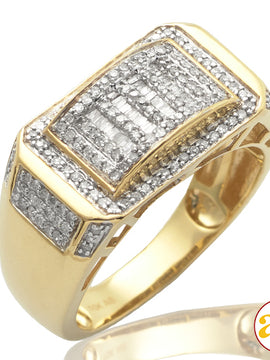 10KY 0.60 CTW  BAQUETTE DIAMOND MEN'S RING