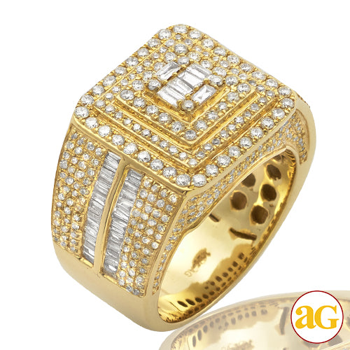 14KY 2.50CTW BAGUETTE MENS DIAMOND RING