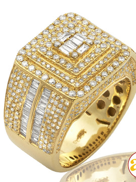 14KY 2.50CTW BAGUETTE MENS DIAMOND RING