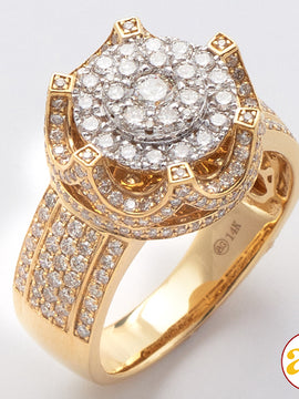 14KY 2.00CTW DIAMOND MENS CROWN CLUSTER RING