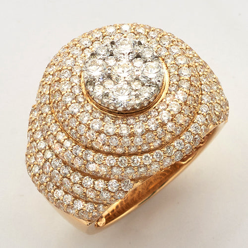 14KY+W 6.00CTW DIAMOND ROUND CLUSTER MENS RING