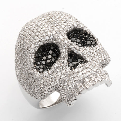 10KW 6.50CTW BLACK AND WHITE DIAMOND MENS SKULL