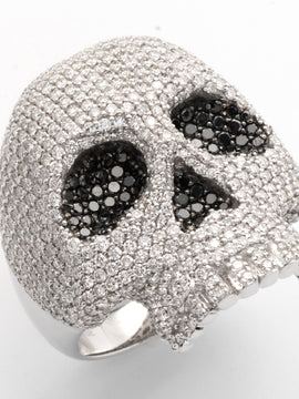 10KW 6.50CTW BLACK AND WHITE DIAMOND MENS SKULL