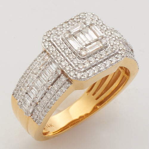 14KY 2.00CTW BAGUETTE DIAMOND CLUSTER RING