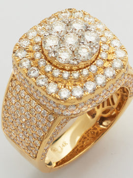 14KY 5.25CTW DIAMOND ROUND CLUSTER MENS RING