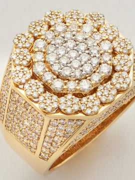 14KY 3.25CTW DIAMOND ROUND CLUSTER MENS RING