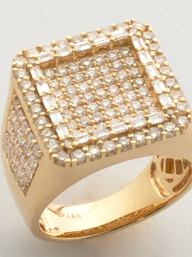 14KY 3.00CTW DIAMOND SQUARE FACE MENS RING