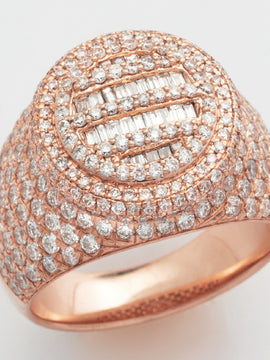 10KR 3.30CTW DIAMOND BAGUETTE ROUND DOME RING