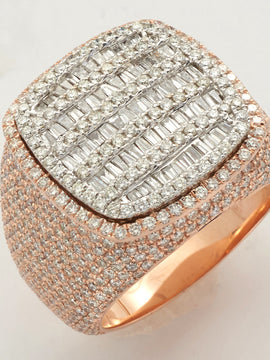 14KR+W 4.75CTW BAGUETTE DIAMOND MENS RING