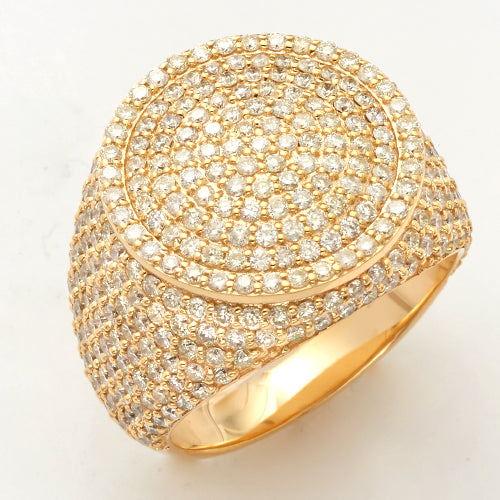 14KY 3.85CTW DIAMOND ROUND DOME MENS RING