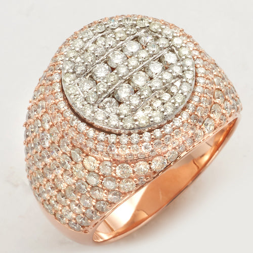 14KR+W 4.25CTW DIAMOND ROUND FACE MENS RING