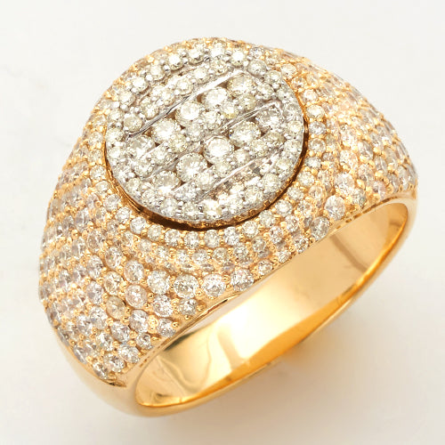 14KY+W 3.00CTW DIAMOND ROUND FACE MENS RING