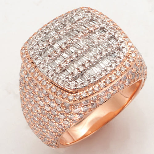 14KR+W 5.10CTW BAGUETTE DIAMOND MENS RING