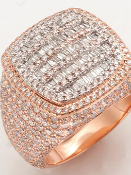 14KR+W 5.10CTW BAGUETTE DIAMOND MENS RING