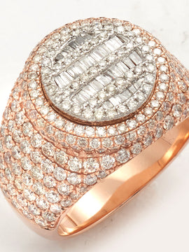 14KR+W 3.35CTW BAGUETTE DIAMOND MENS RING - ROUND