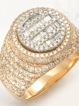 14KY+W 3.35CTW BAGUETTE DIAMOND MENS RING - ROUND